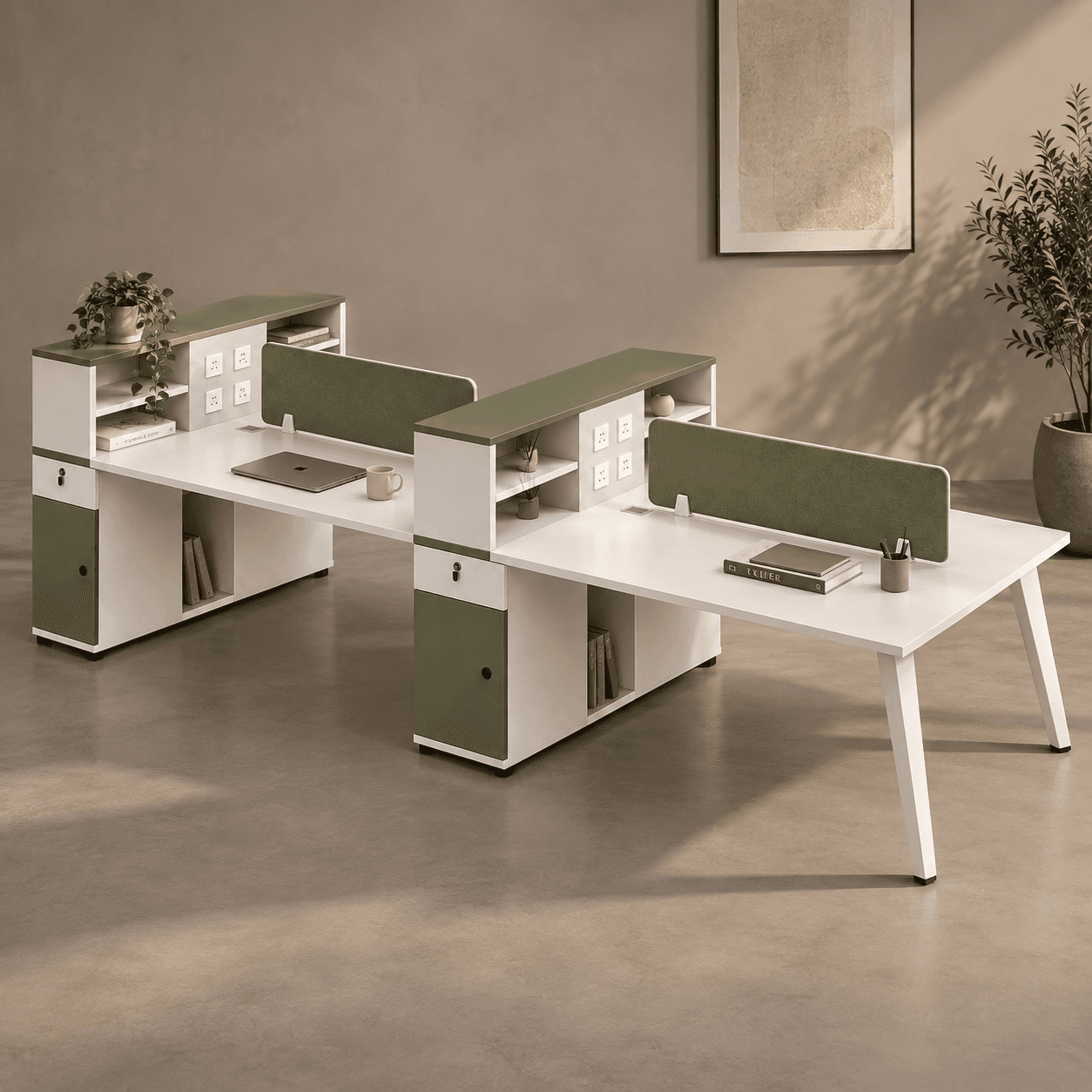 Workstations in a styled interior