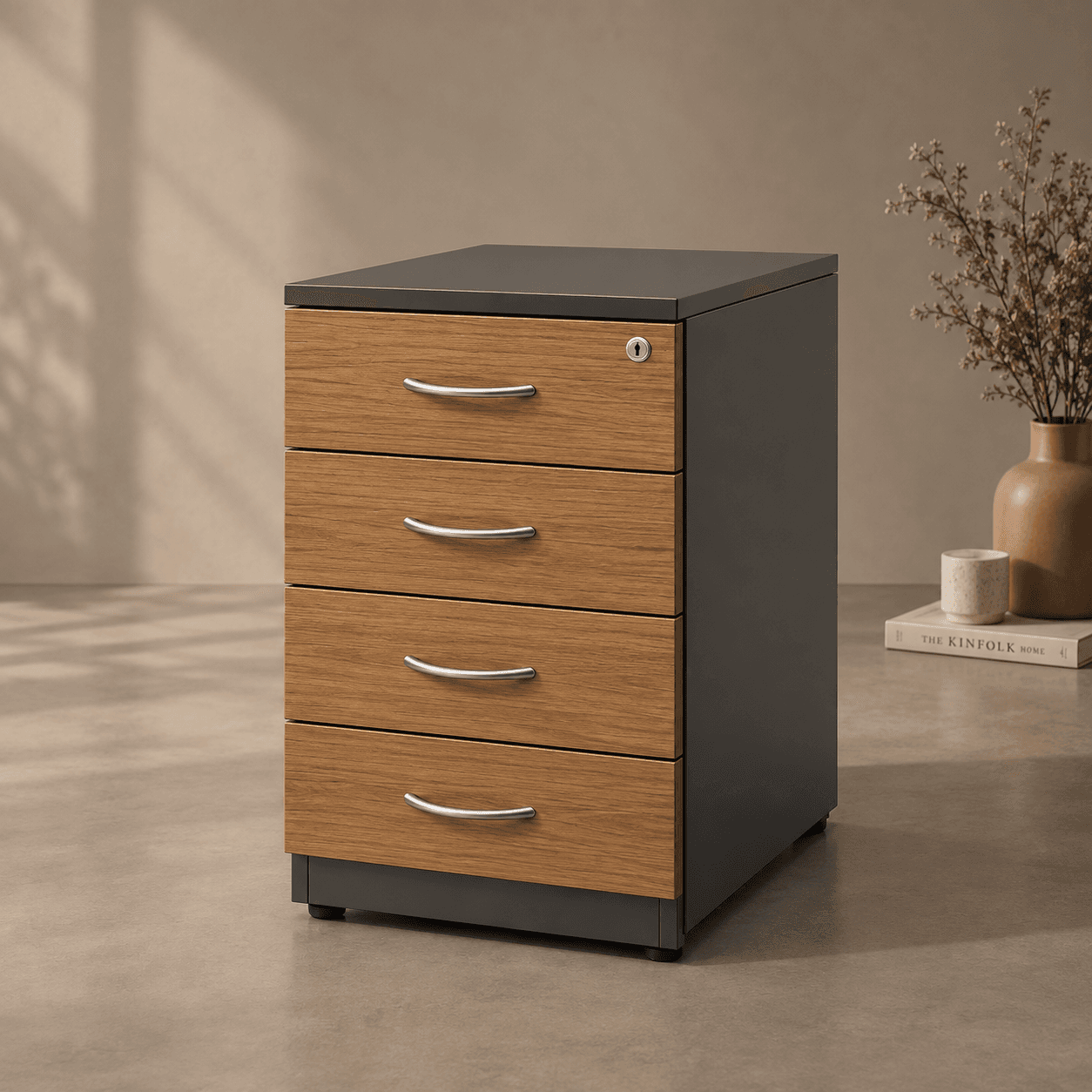 Pedestals & File Racks in a styled interior