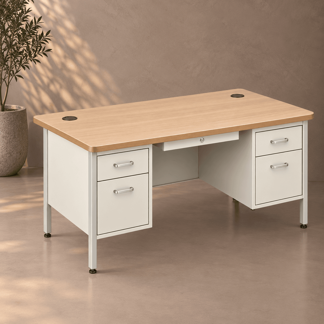 Lockers & Teacher Tables in a styled interior
