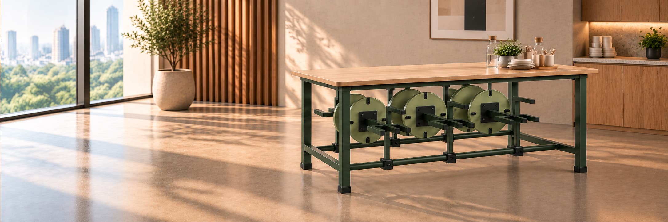 Folding Tables in use