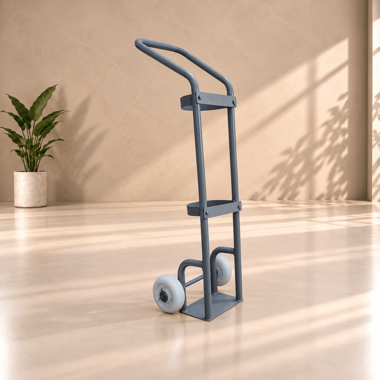 Oxygen Cylinder Trolley in a styled interior