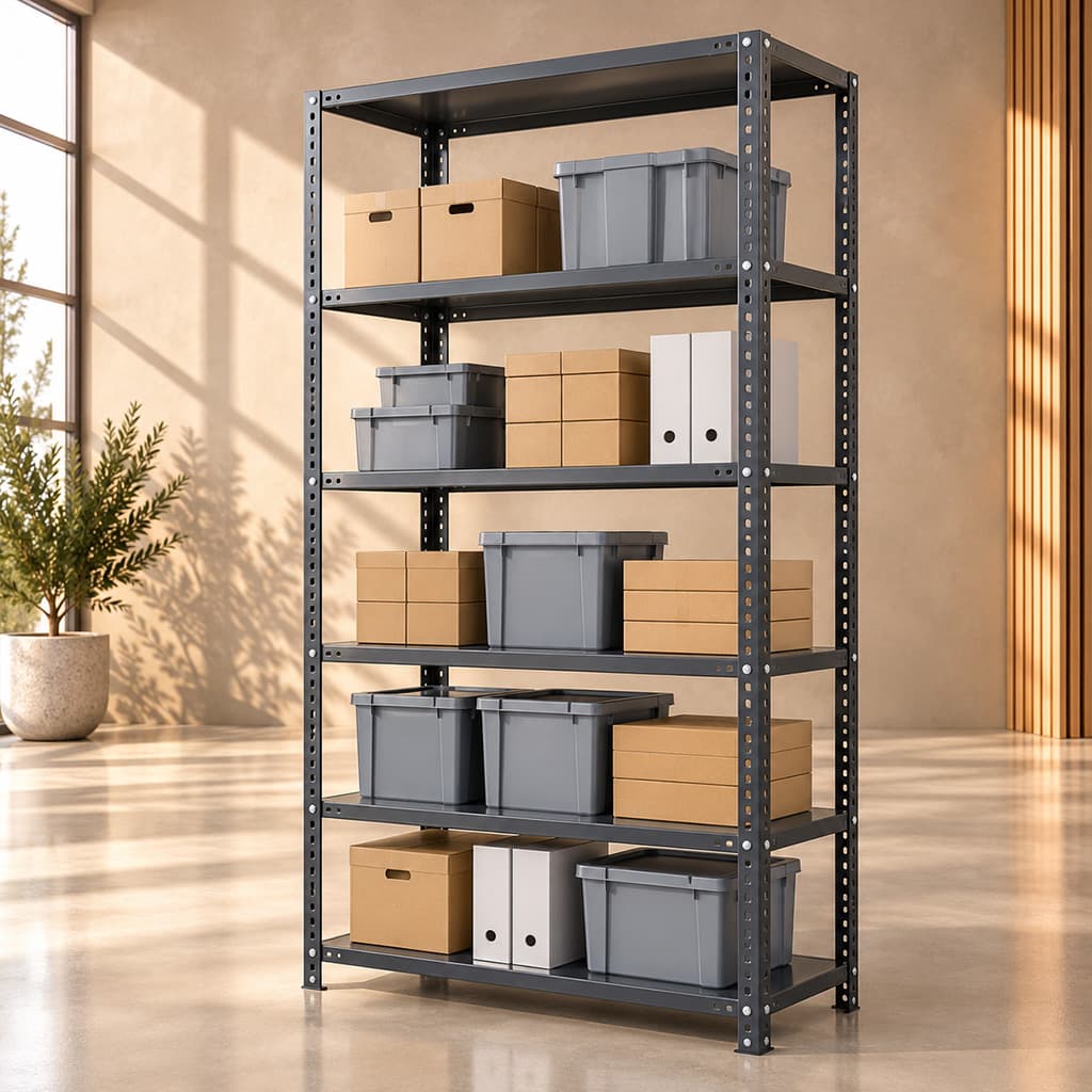 Slotted Angle Racks in a styled interior