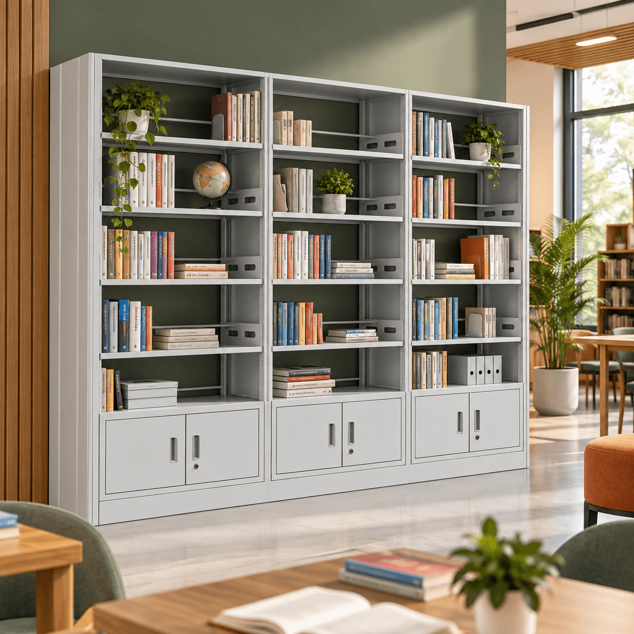 Library Rack With Base Cabinet
