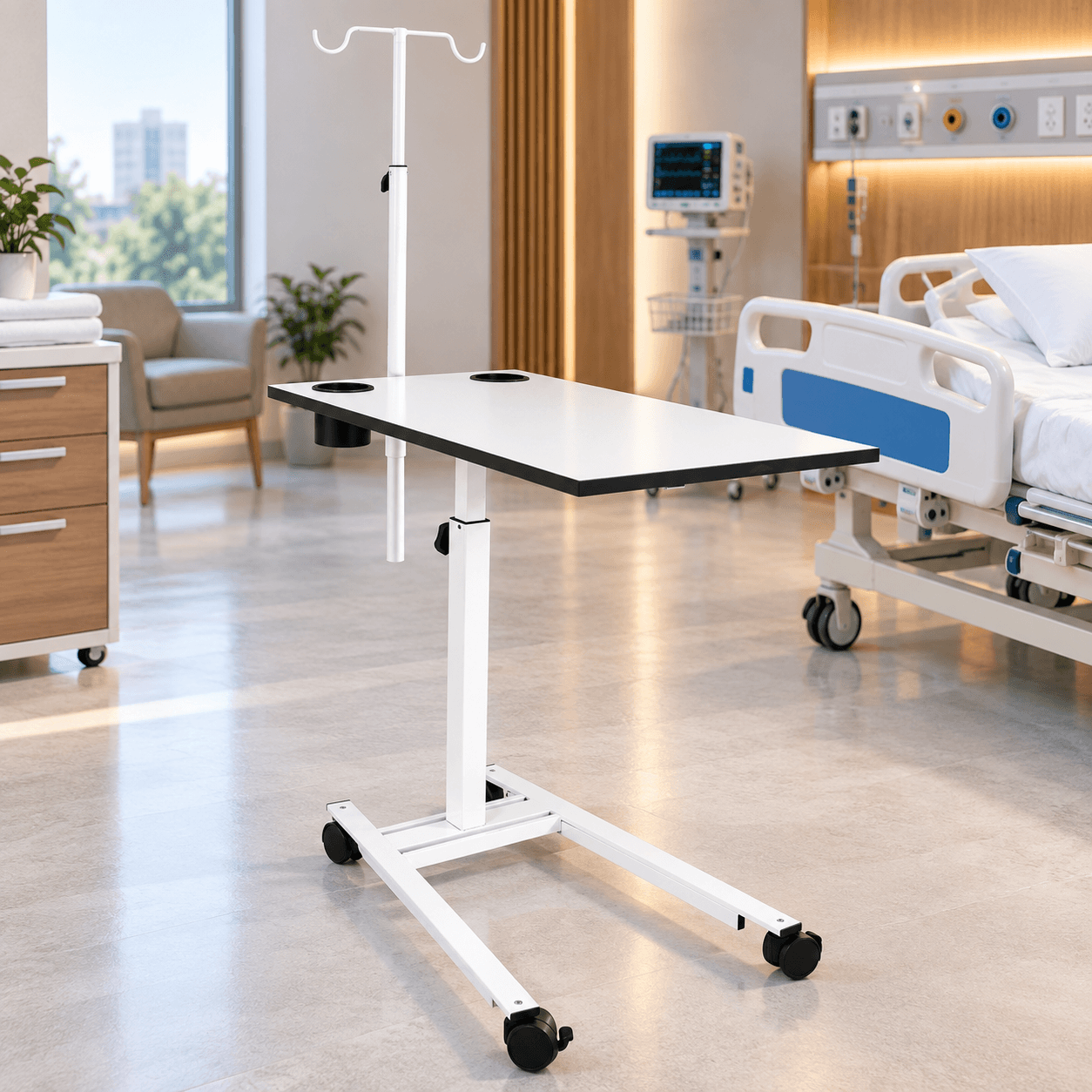 Overbed Table with IV Stand