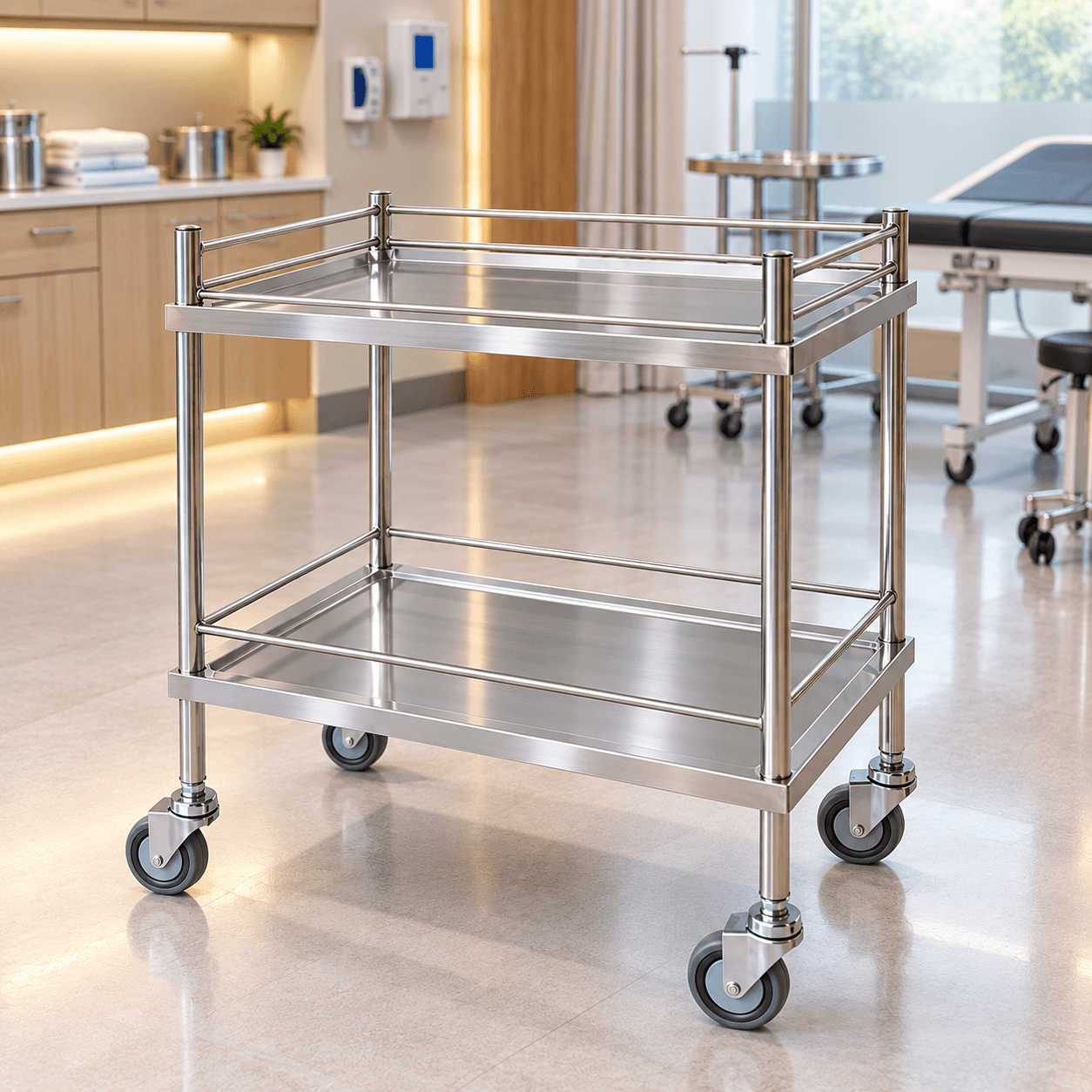 Stainless Steel Dressing Trolley – Two Tier