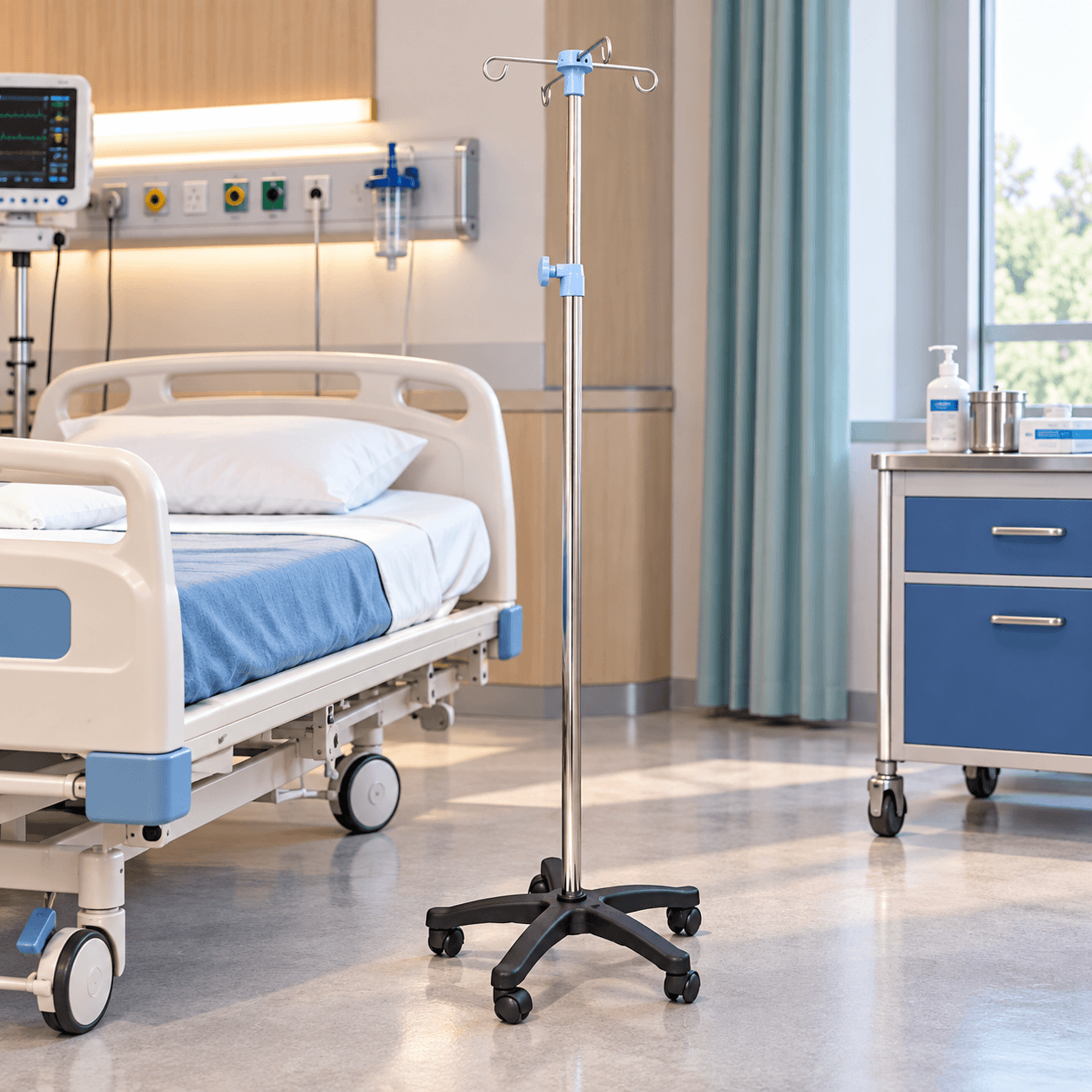 Bed Mounted Saline Stand